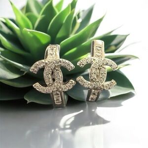 Elegant Gold and Silver Logo Earrings